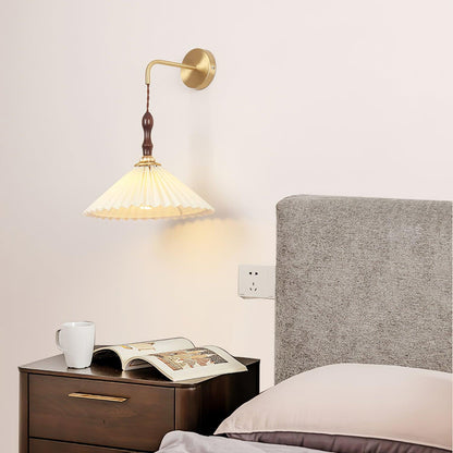 Wooden Wall Lamp | Walnut & Brass | Set of 2