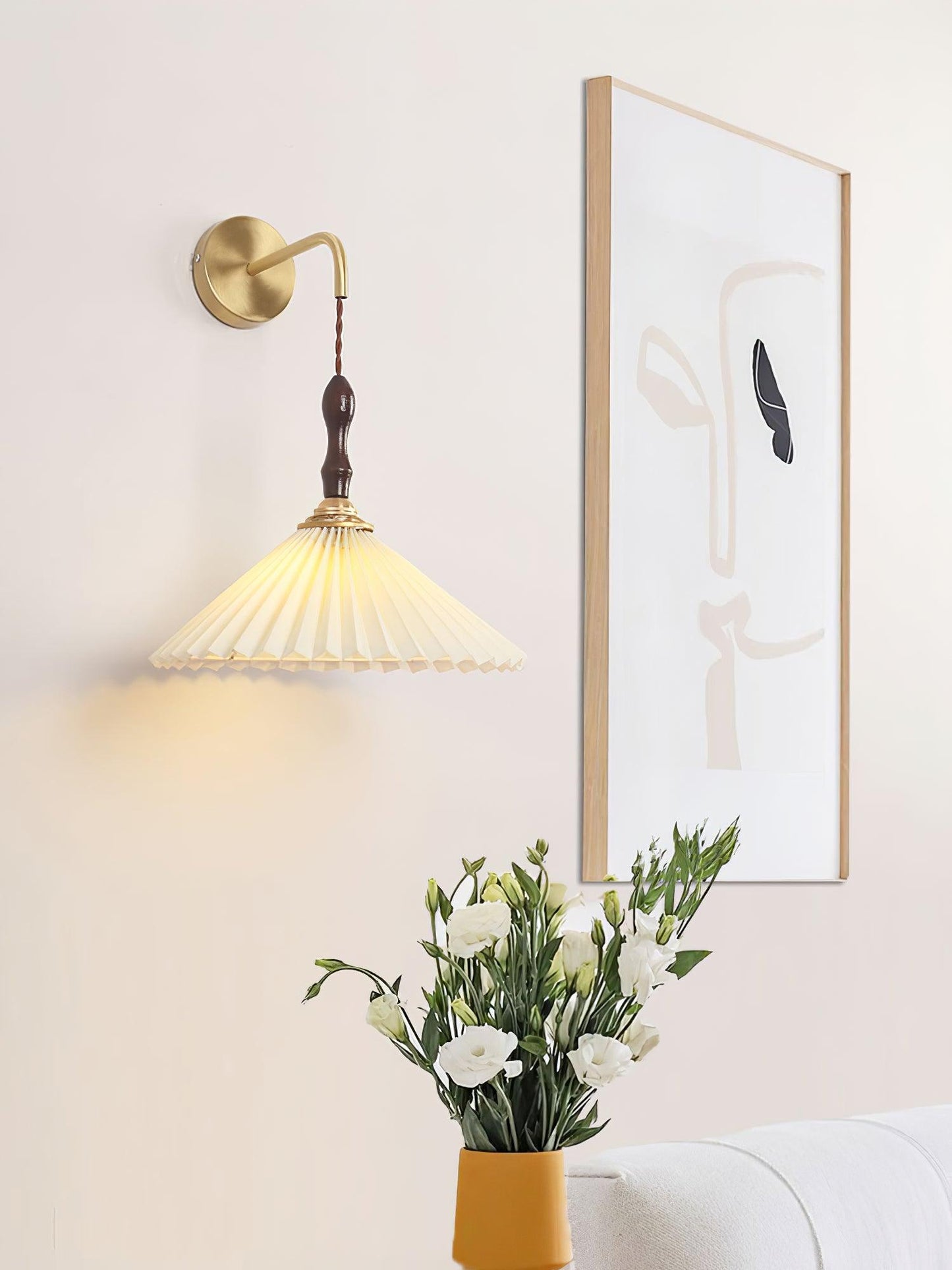 Wooden Wall Lamp | Walnut & Brass | Set of 2