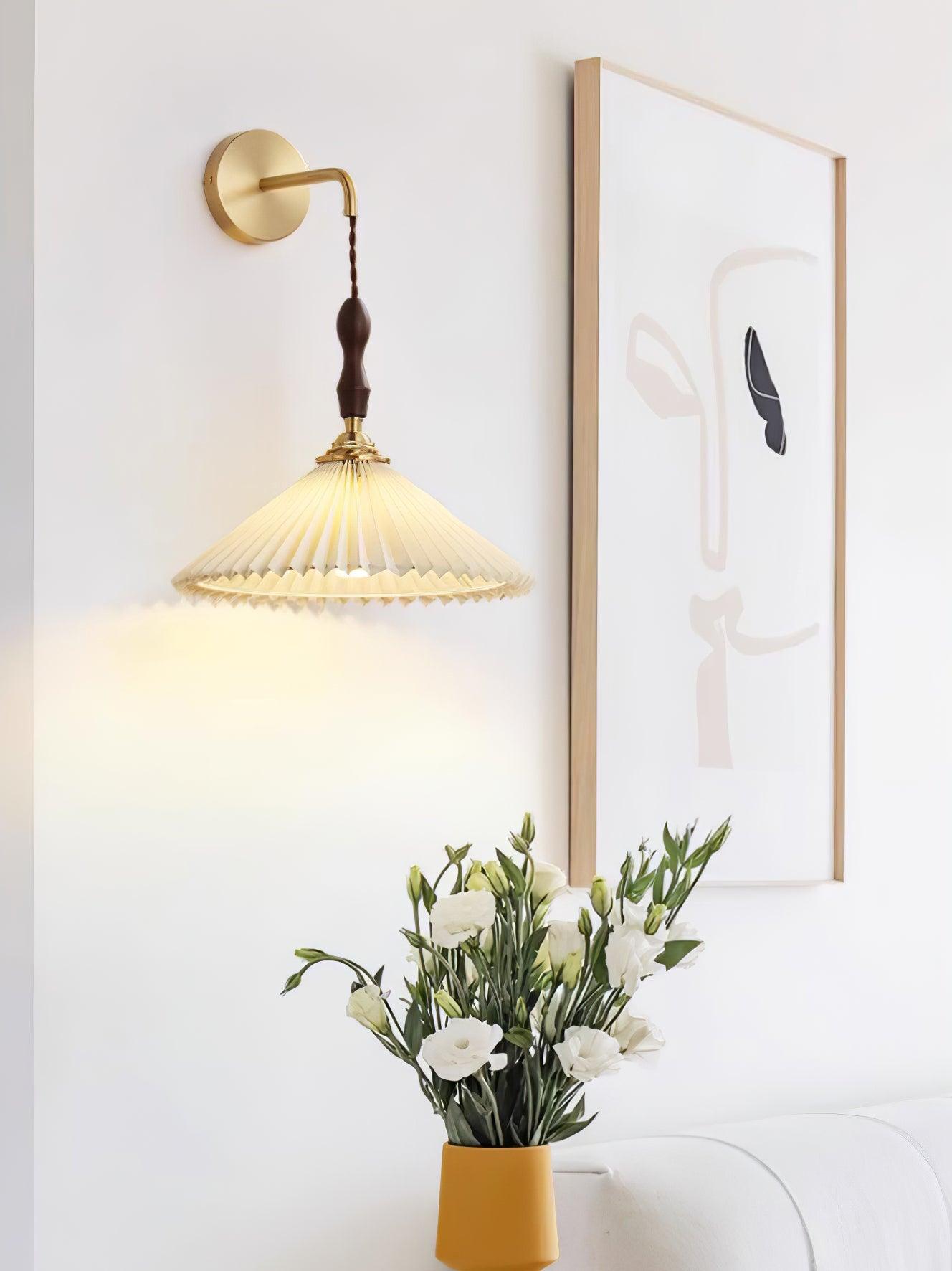 Wooden Wall Lamp | Walnut & Brass | Set of 2