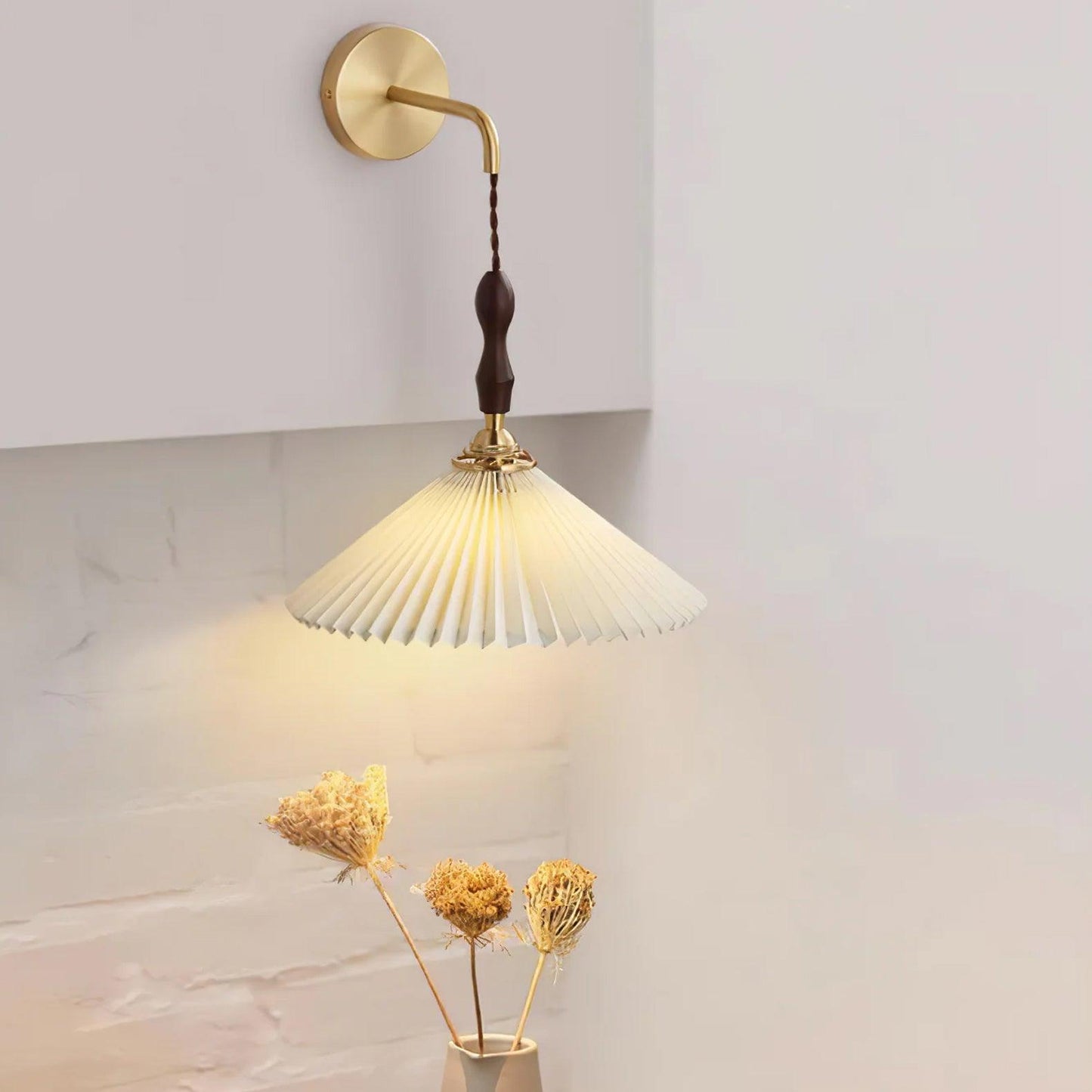 Wooden Wall Lamp | Walnut & Brass | Set of 2