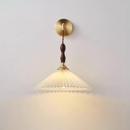 Wooden Wall Lamp | Walnut & Brass | Set of 2