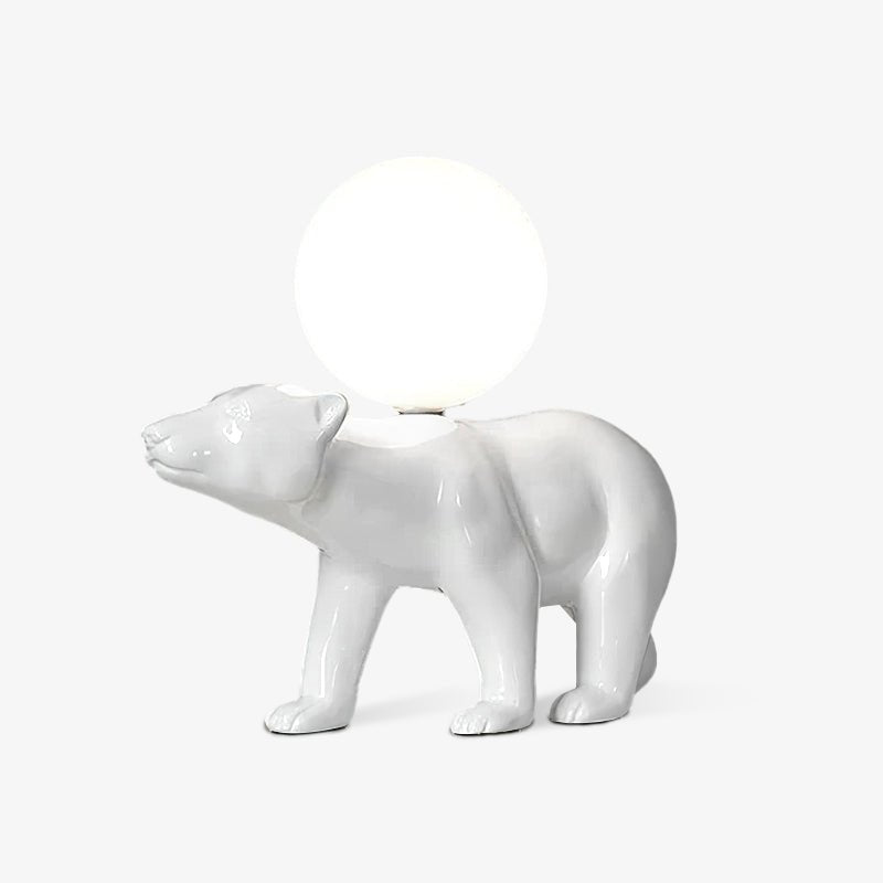 Polar Bear Table Lamp | Resin & Glass | White