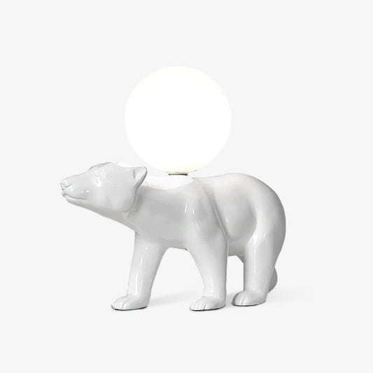 Polar Bear Table Lamp | Resin & Glass | White
