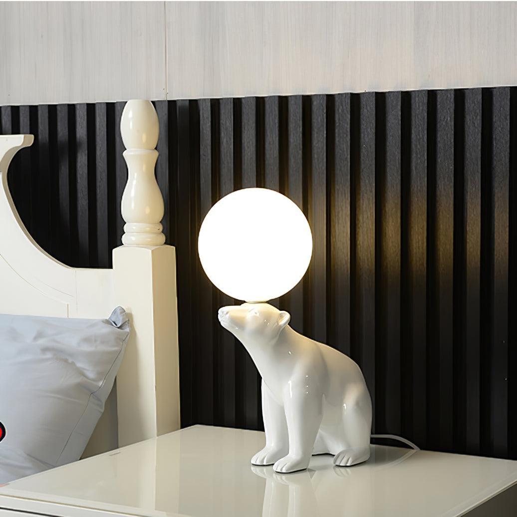 Polar Bear Table Lamp | Resin & Glass | White