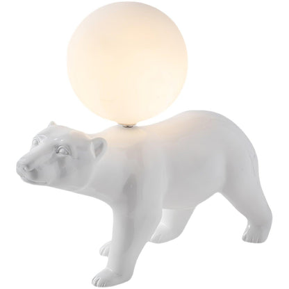 Polar Bear Table Lamp | Resin & Glass | White
