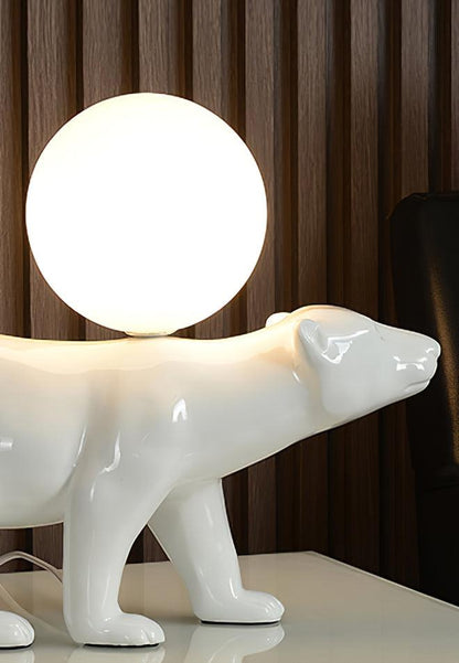 Polar Bear Table Lamp | Resin & Glass | White