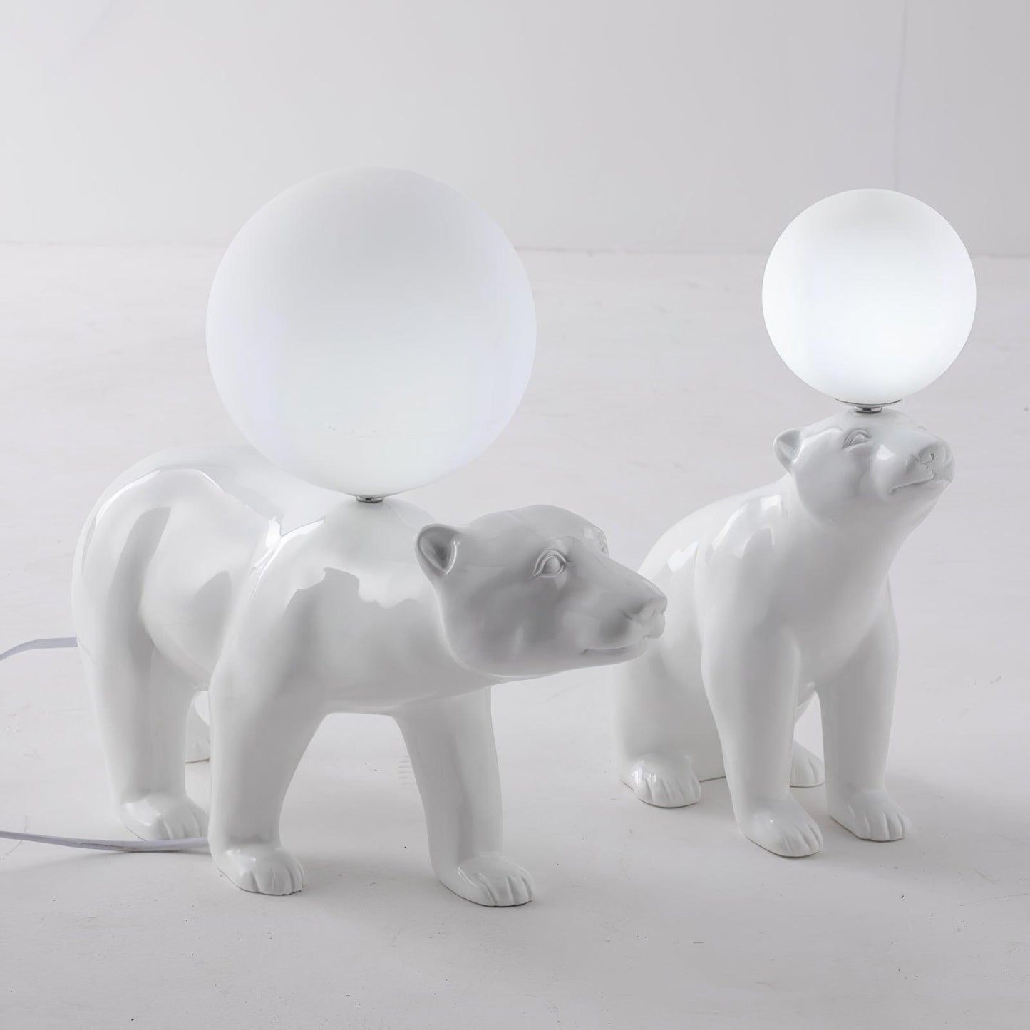 Polar Bear Table Lamp | Resin & Glass | White