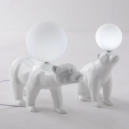 Polar Bear Table Lamp | Resin & Glass | White