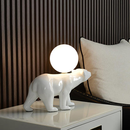 Polar Bear Table Lamp | Resin & Glass | White