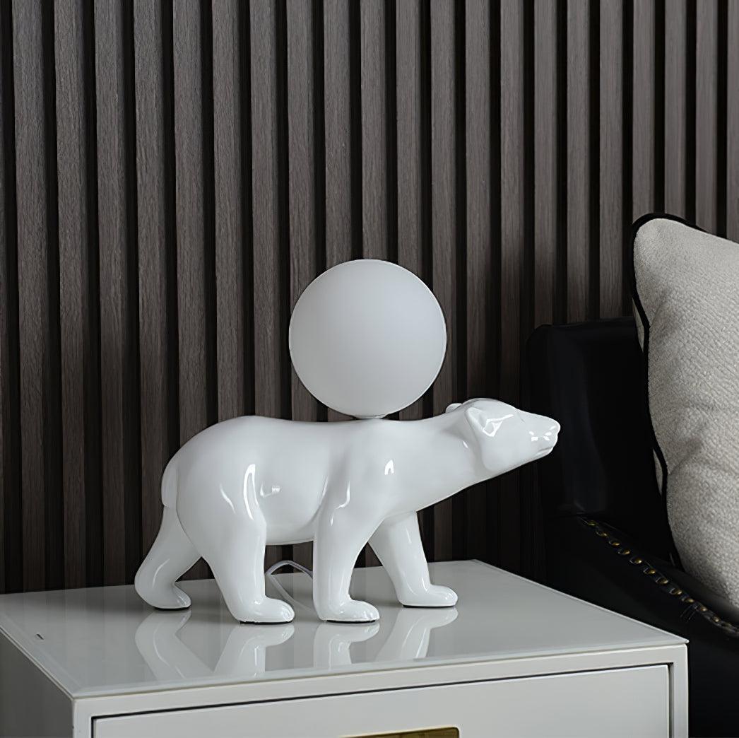 Polar Bear Table Lamp | Resin & Glass | White