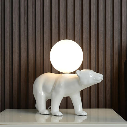 Polar Bear Table Lamp | Resin & Glass | White