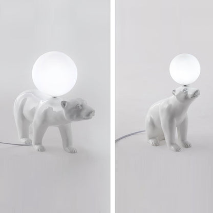 Polar Bear Table Lamp | Resin & Glass | White