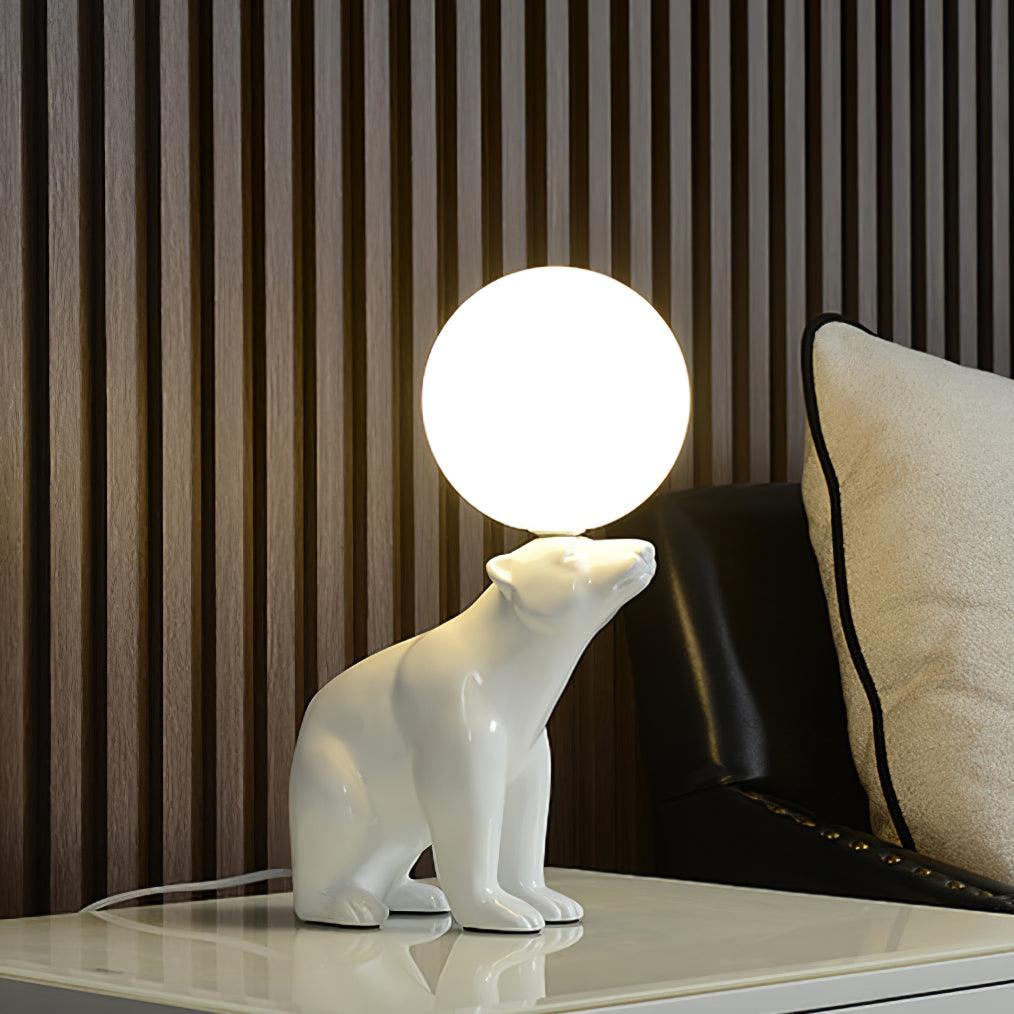 Polar Bear Table Lamp | Resin & Glass | White