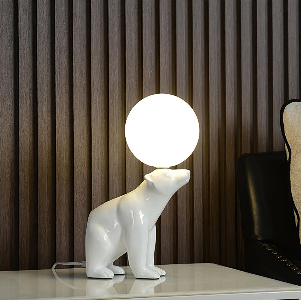Polar Bear Table Lamp | Resin & Glass | White