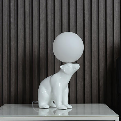 Polar Bear Table Lamp | Resin & Glass | White