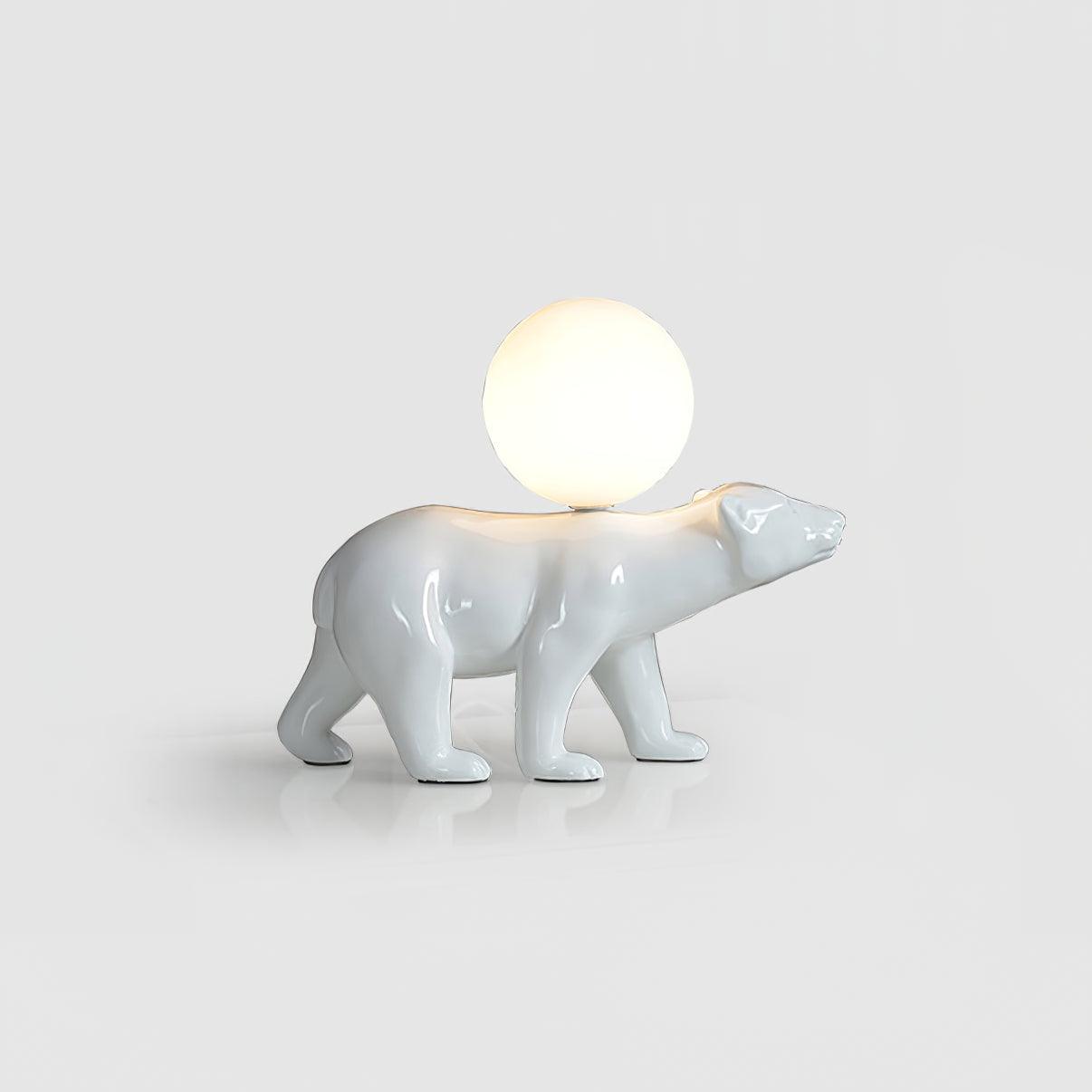 Polar Bear Table Lamp | Resin & Glass | White