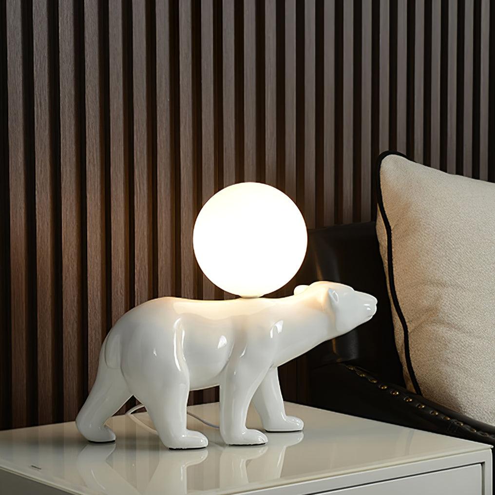 Polar Bear Table Lamp | Resin & Glass | White