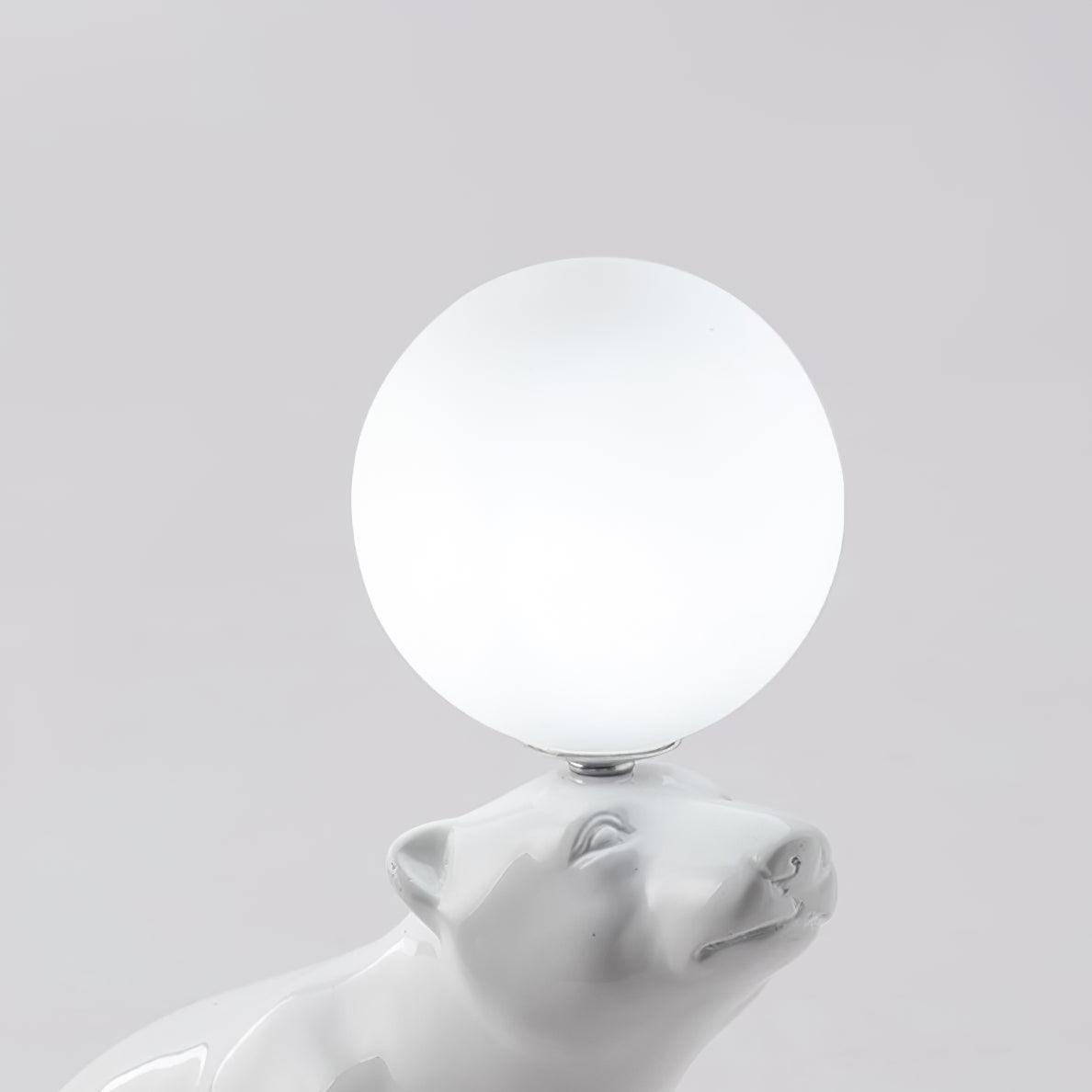 Polar Bear Table Lamp | Resin & Glass | White