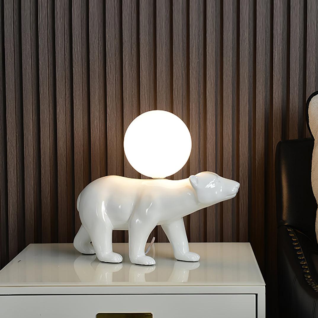 Polar Bear Table Lamp | Resin & Glass | White