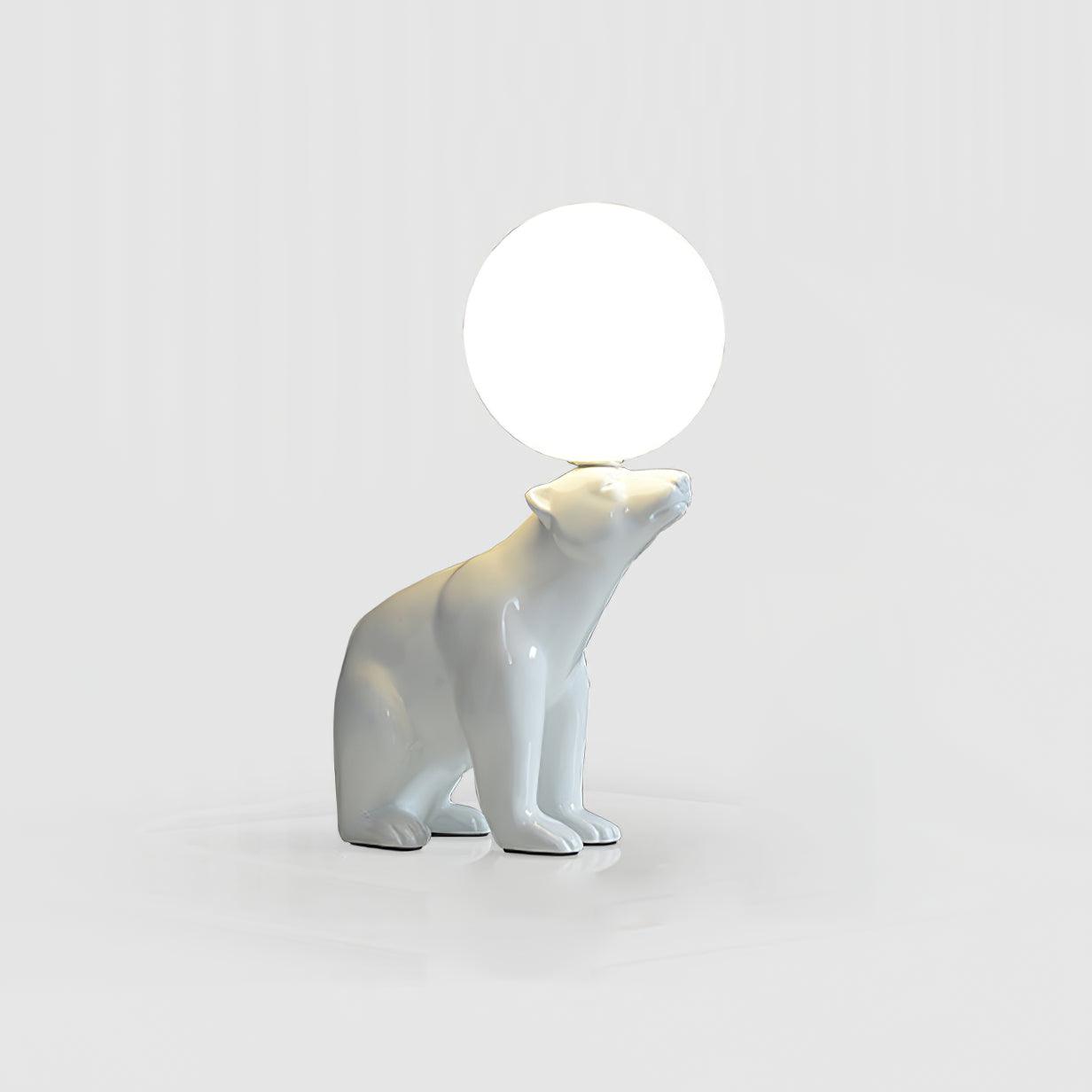 Polar Bear Table Lamp | Resin & Glass | White