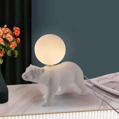 Polar Bear Table Lamp | Resin & Glass | White