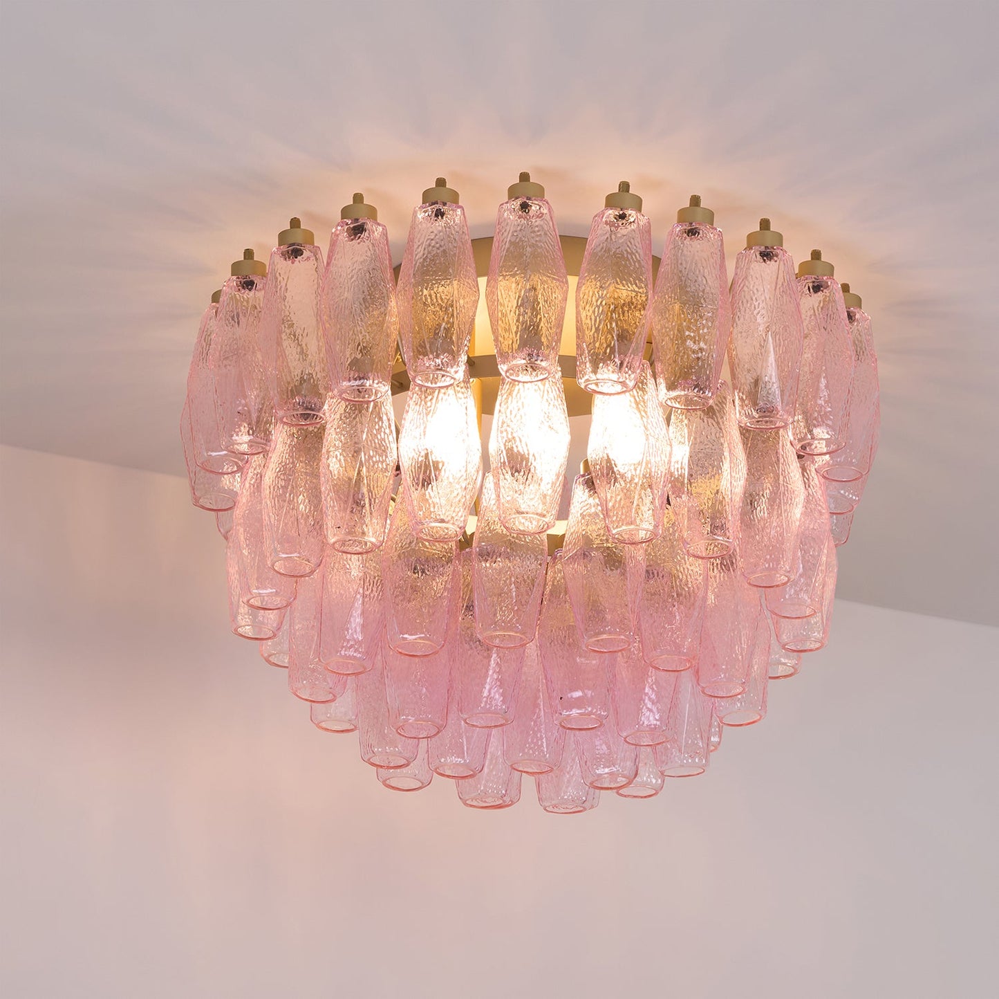Murano Pink Ceiling Light | Handcrafted Vintage Glass | 65cm Diameter