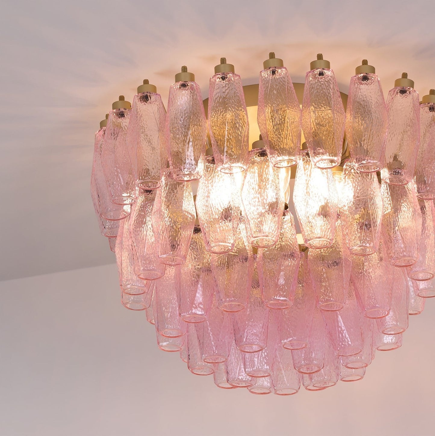 Murano Pink Ceiling Light | Handcrafted Vintage Glass | 65cm Diameter