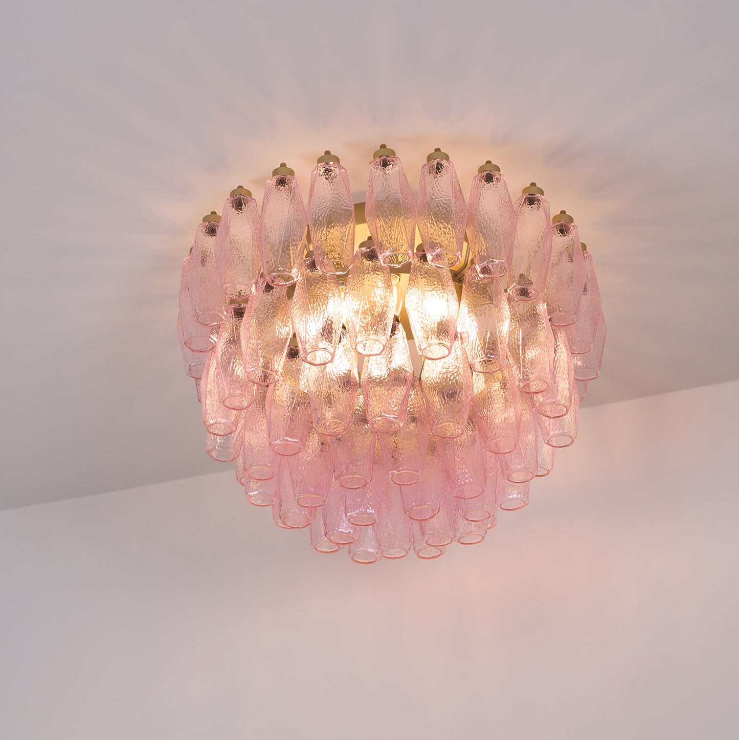 Murano Pink Ceiling Light | Handcrafted Vintage Glass | 65cm Diameter