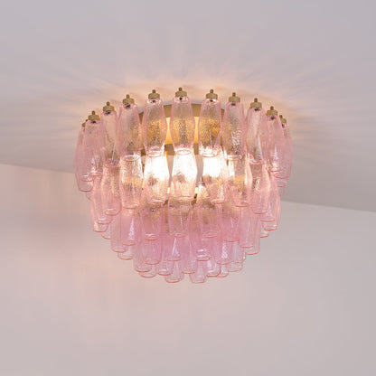 Murano Pink Ceiling Light | Handcrafted Vintage Glass | 65cm Diameter