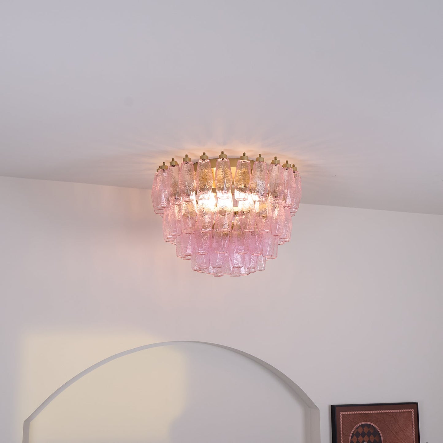 Murano Pink Ceiling Light | Handcrafted Vintage Glass | 65cm Diameter