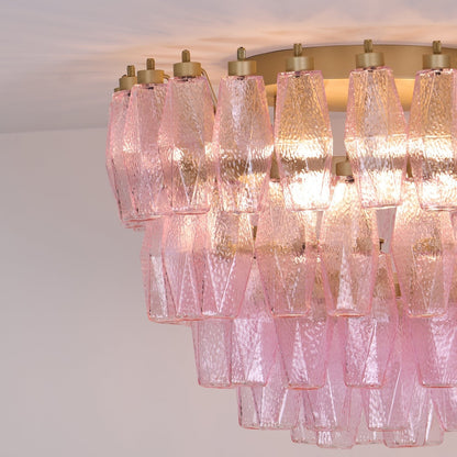Murano Pink Ceiling Light | Handcrafted Vintage Glass | 65cm Diameter