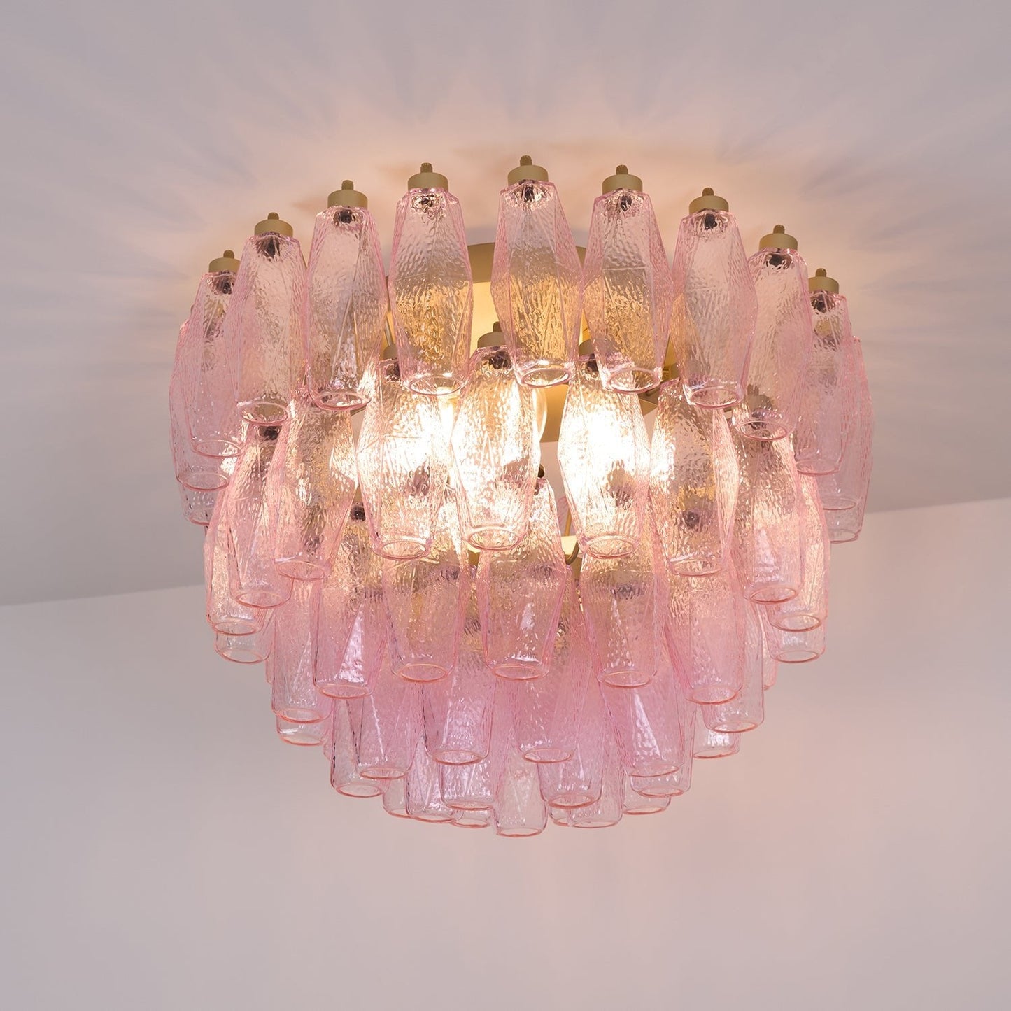 Murano Pink Ceiling Light | Handcrafted Vintage Glass | 65cm Diameter