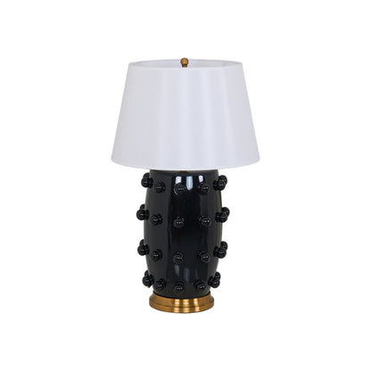 Polka Dot Table Lamp | White Ceramic with Brass Accents | 68cm Height