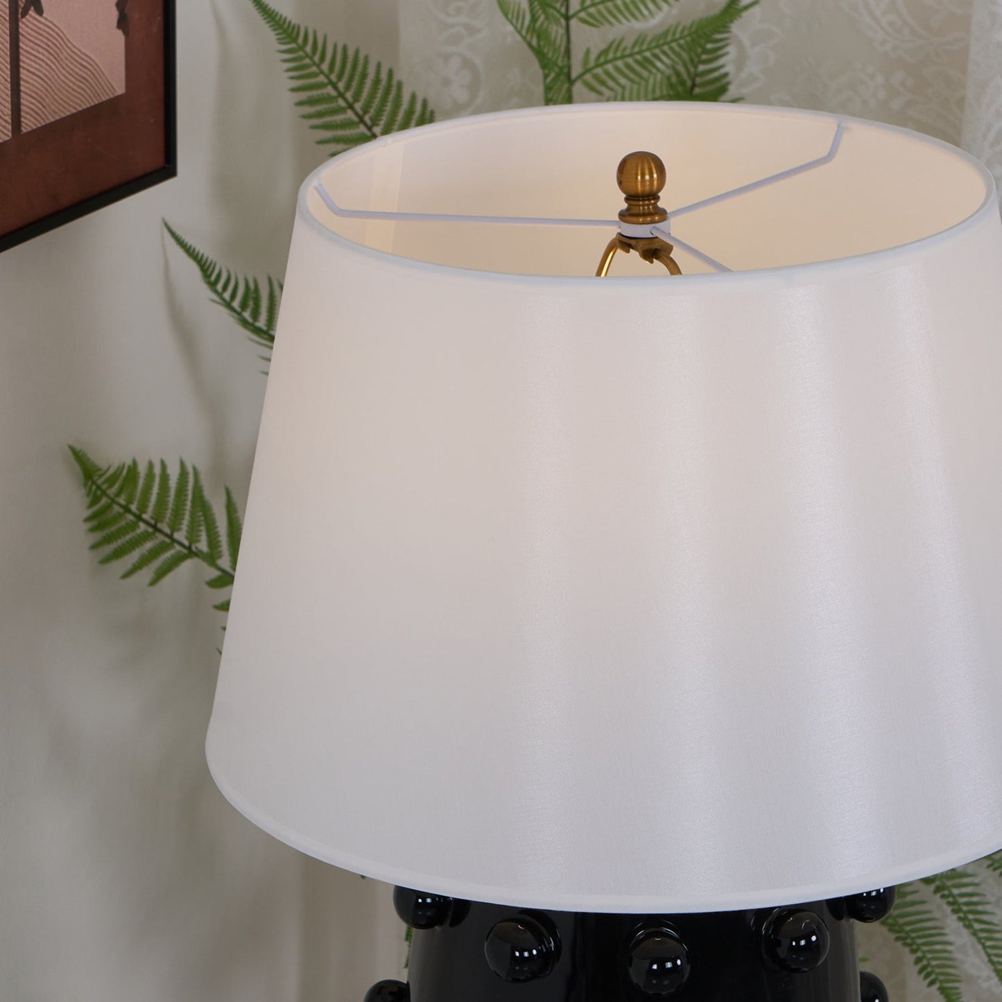 Polka Dot Table Lamp | White Ceramic with Brass Accents | 68cm Height