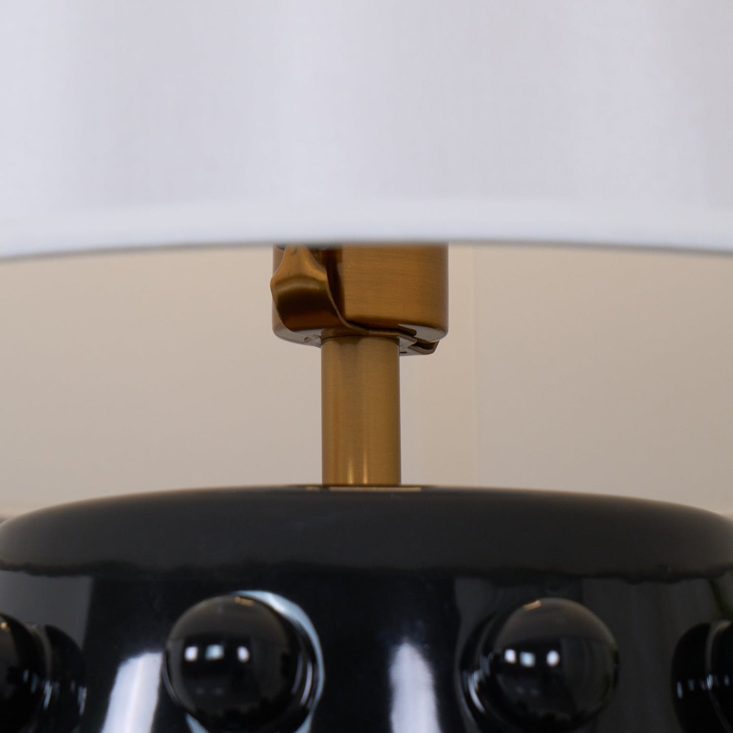Polka Dot Table Lamp | White Ceramic with Brass Accents | 68cm Height