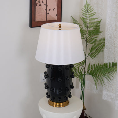 Polka Dot Table Lamp | White Ceramic with Brass Accents | 68cm Height