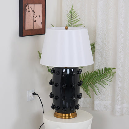 Polka Dot Table Lamp | White Ceramic with Brass Accents | 68cm Height