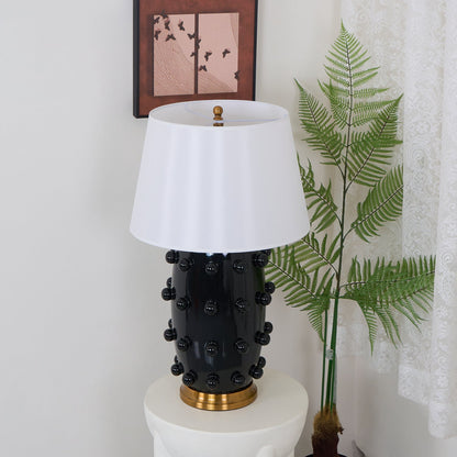 Polka Dot Table Lamp | White Ceramic with Brass Accents | 68cm Height