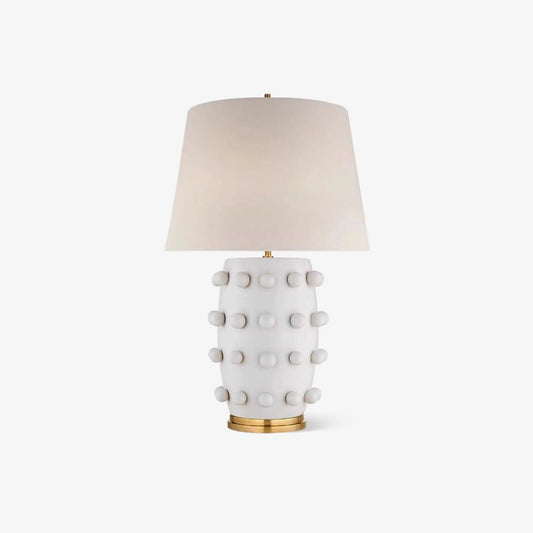 Polka Dot Table Lamp | White Ceramic with Brass Accents | 68cm Height