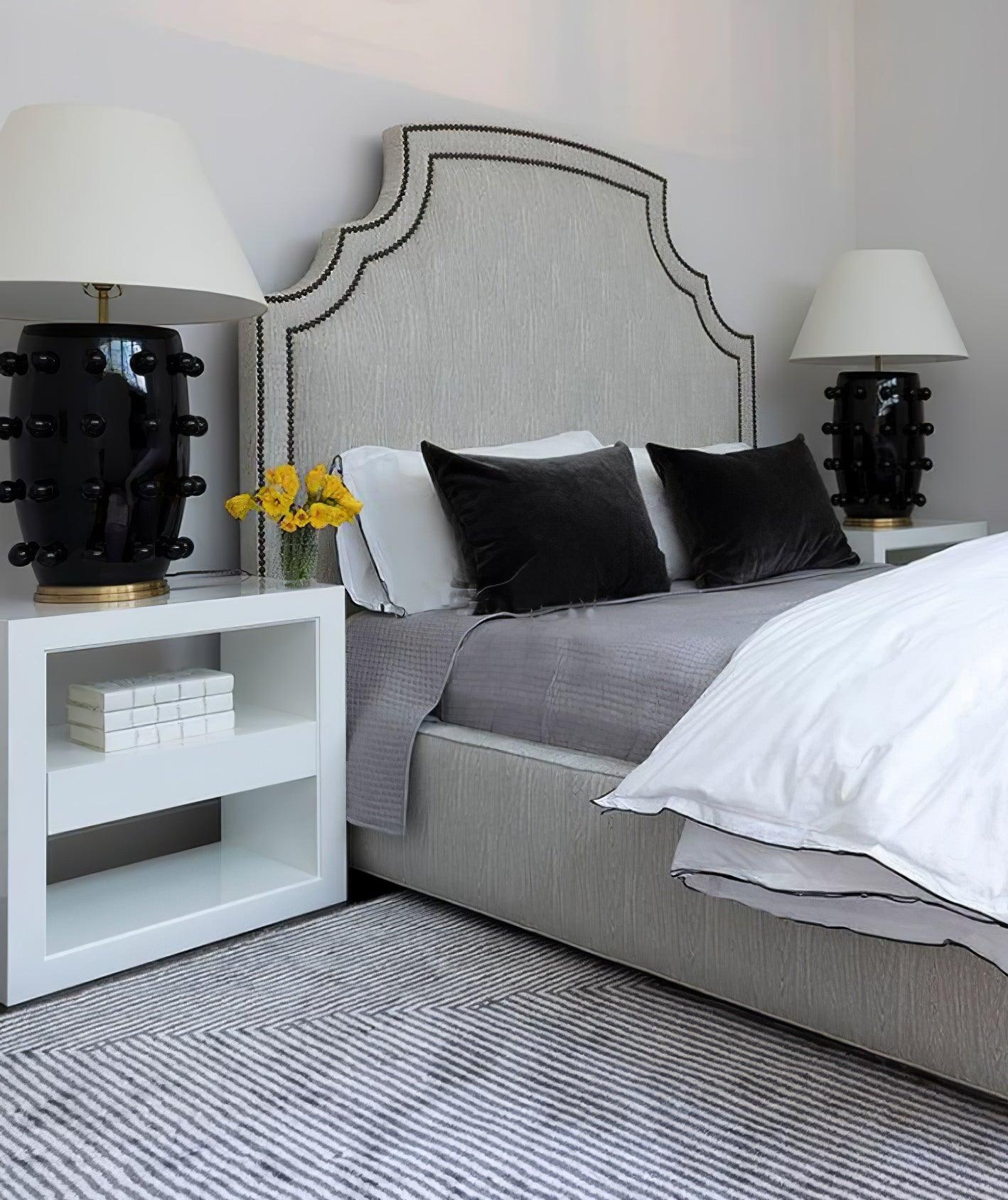 Polka Dot Table Lamp | White Ceramic with Brass Accents | 68cm Height