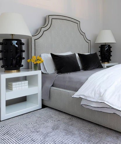 Polka Dot Table Lamp | White Ceramic with Brass Accents | 68cm Height