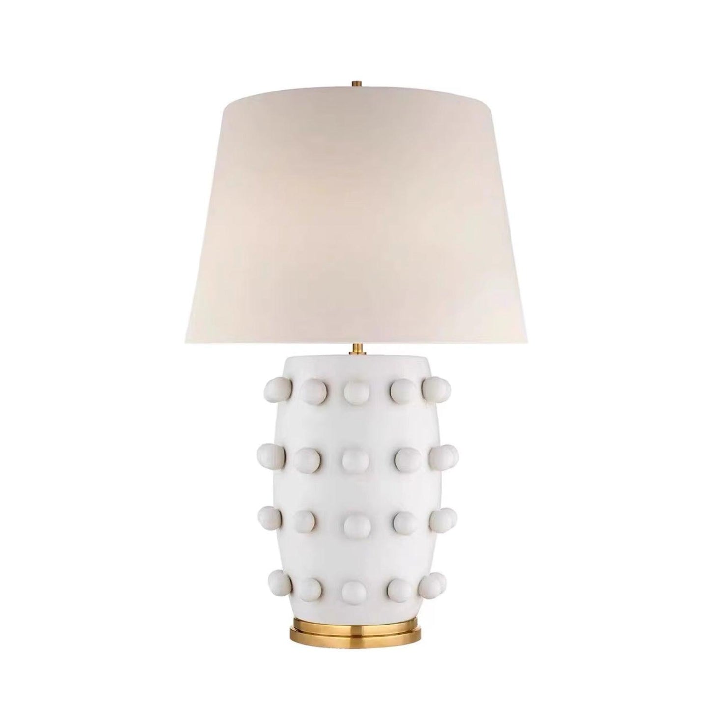 Polka Dot Table Lamp | White Ceramic with Brass Accents | 68cm Height