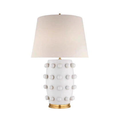 Polka Dot Table Lamp | White Ceramic with Brass Accents | 68cm Height