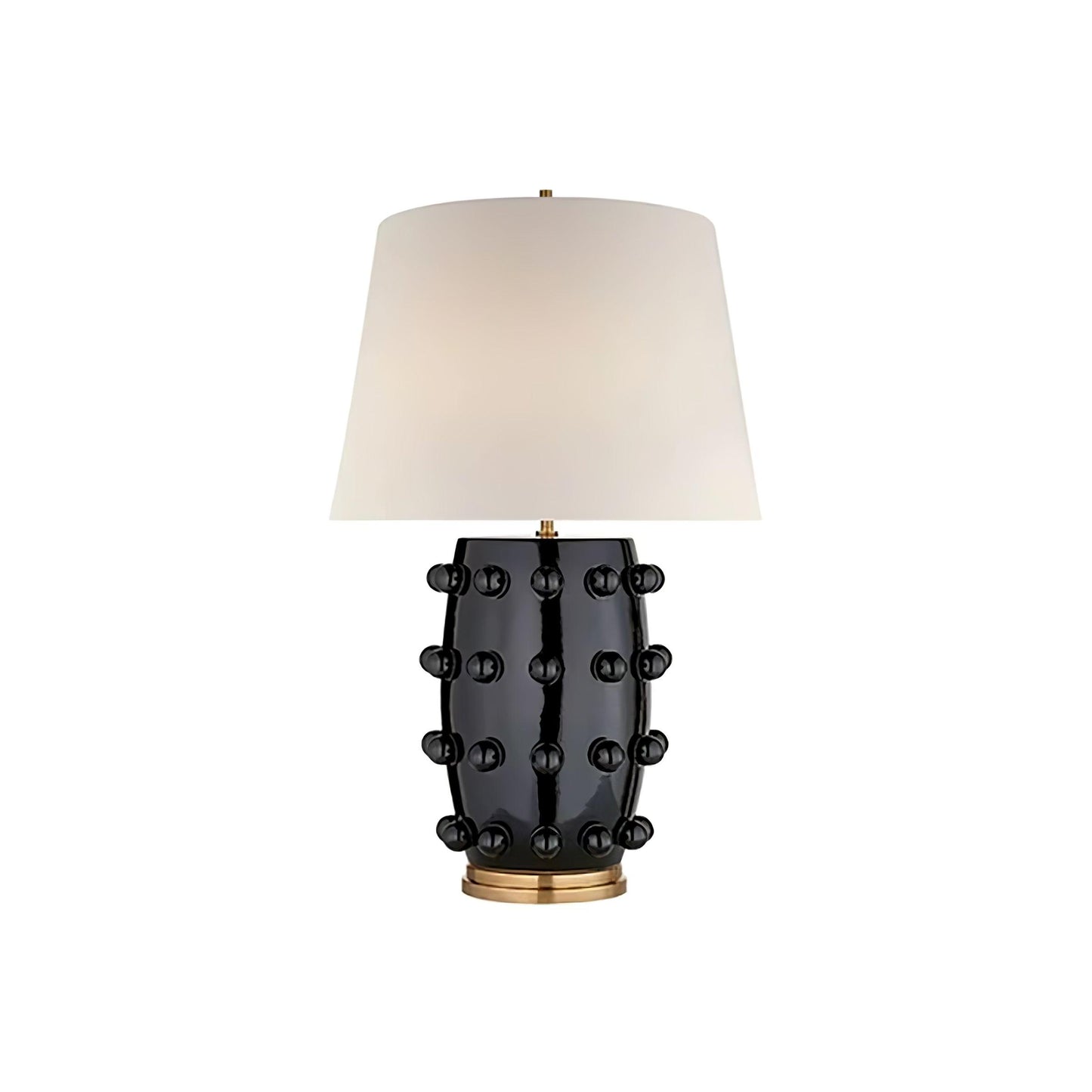 Polka Dot Table Lamp | White Ceramic with Brass Accents | 68cm Height