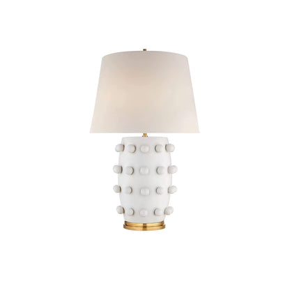 Polka Dot Table Lamp | White Ceramic with Brass Accents | 68cm Height