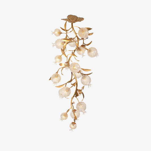 Pomegranate Brass Ceiling Lamp | Clear Glass Shade | 50cm Diameter