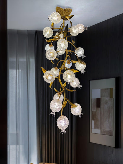 Pomegranate Brass Ceiling Lamp | Clear Glass Shade | 50cm Diameter