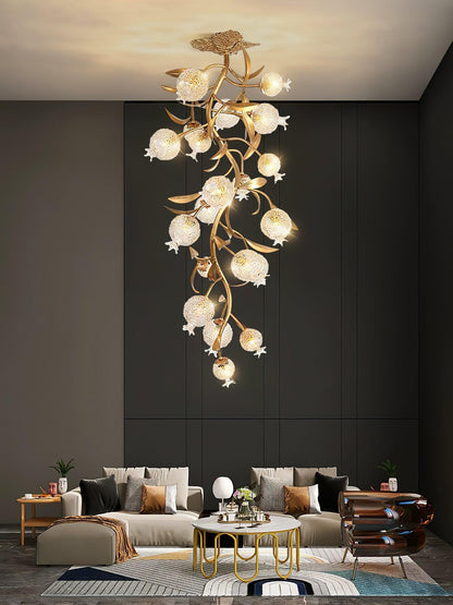 Pomegranate Brass Ceiling Lamp | Clear Glass Shade | 50cm Diameter