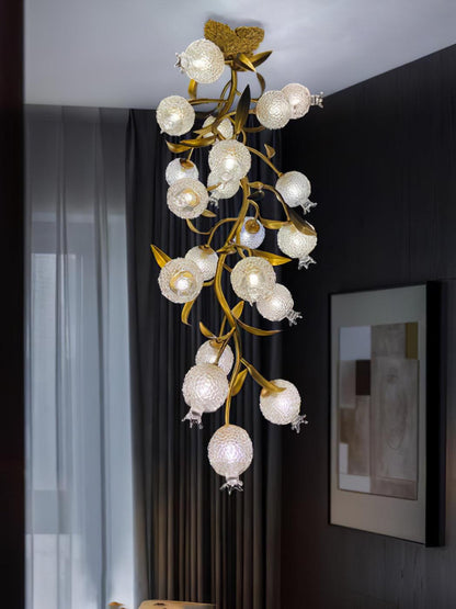 Pomegranate Brass Ceiling Lamp | Clear Glass Shade | 50cm Diameter
