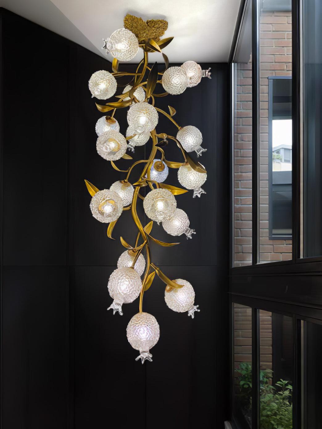 Pomegranate Brass Ceiling Lamp | Clear Glass Shade | 50cm Diameter